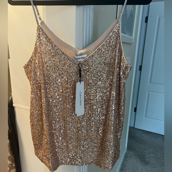 NWT Calvin Klein sequin cami blouse Size M - Picture 5 of 5